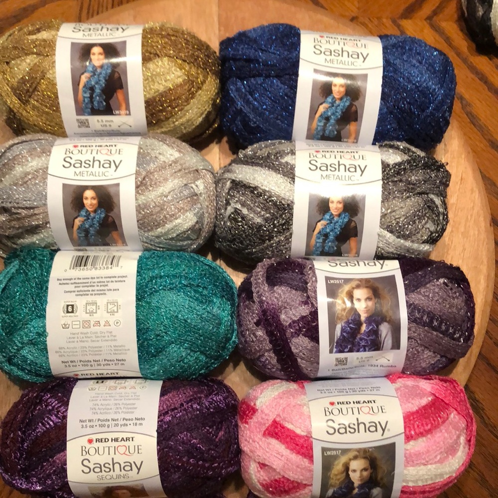 Yarn 8 balls, red heart sashay, multiple colors NWT